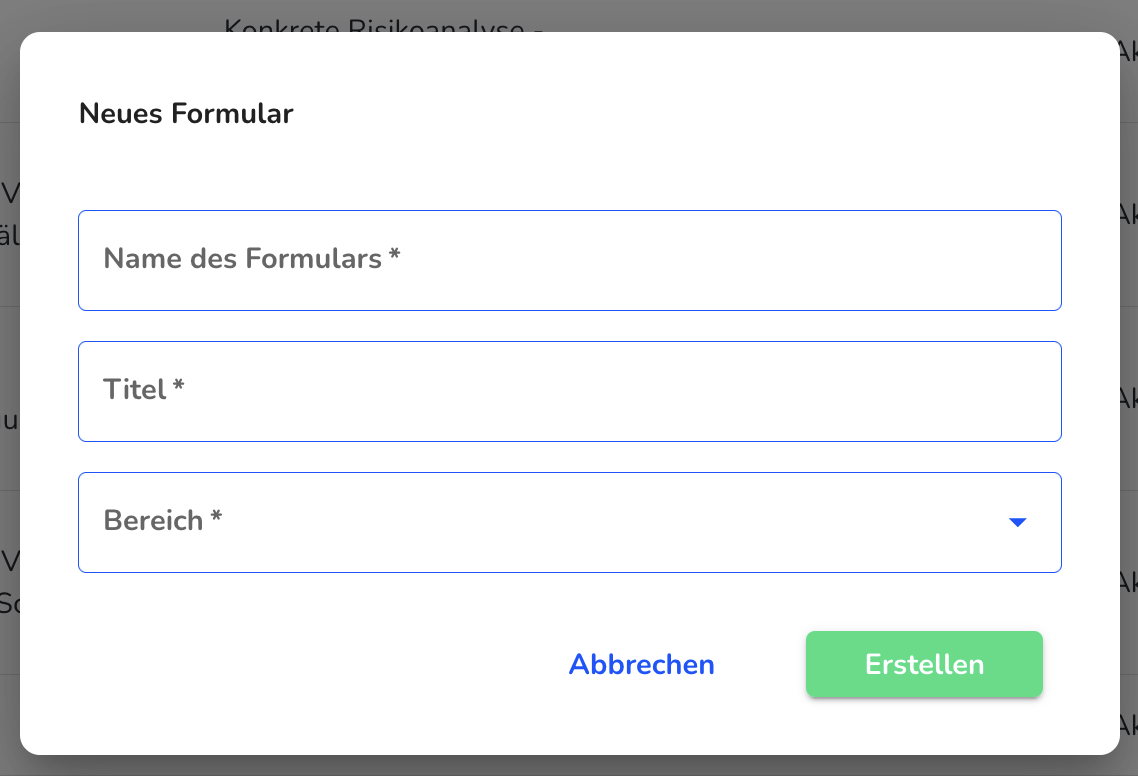 Neues Formular infos