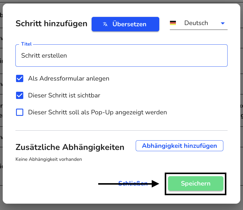 Adressformular speichern