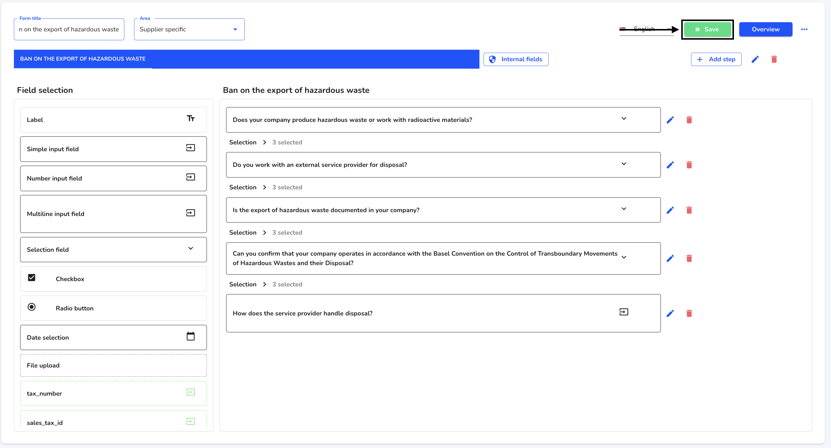 save form withoout step