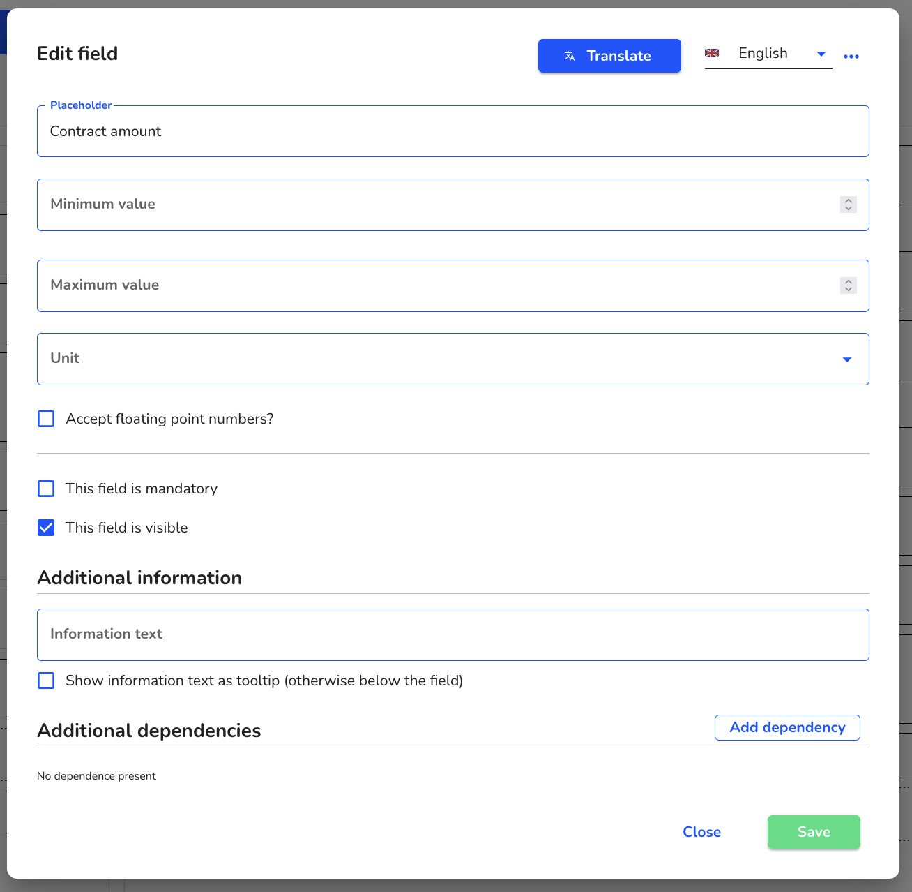 number input field