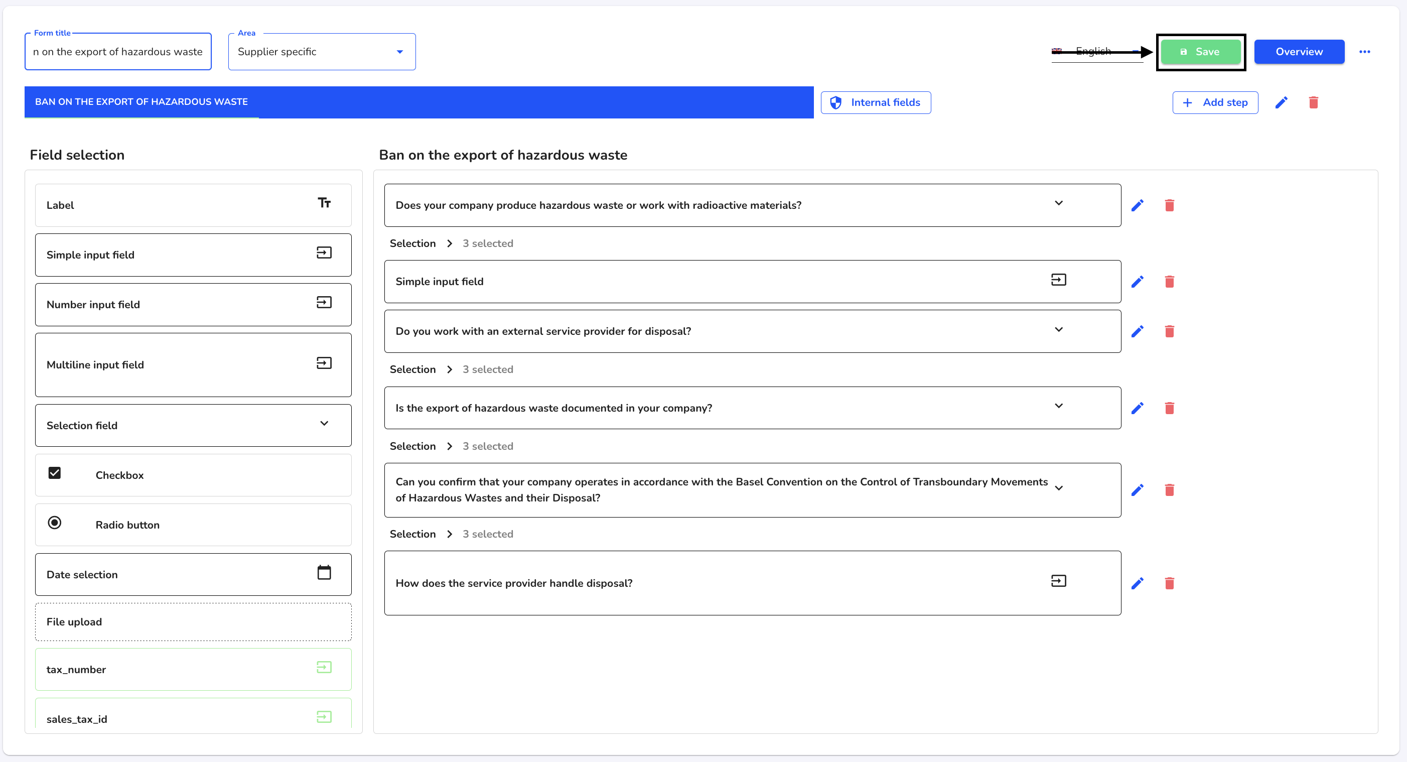 save form with new field