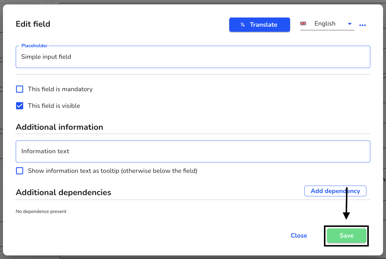 save simple input field