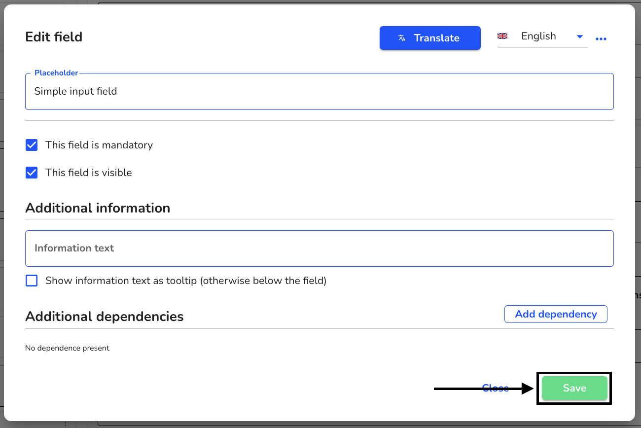 save mandatory input field