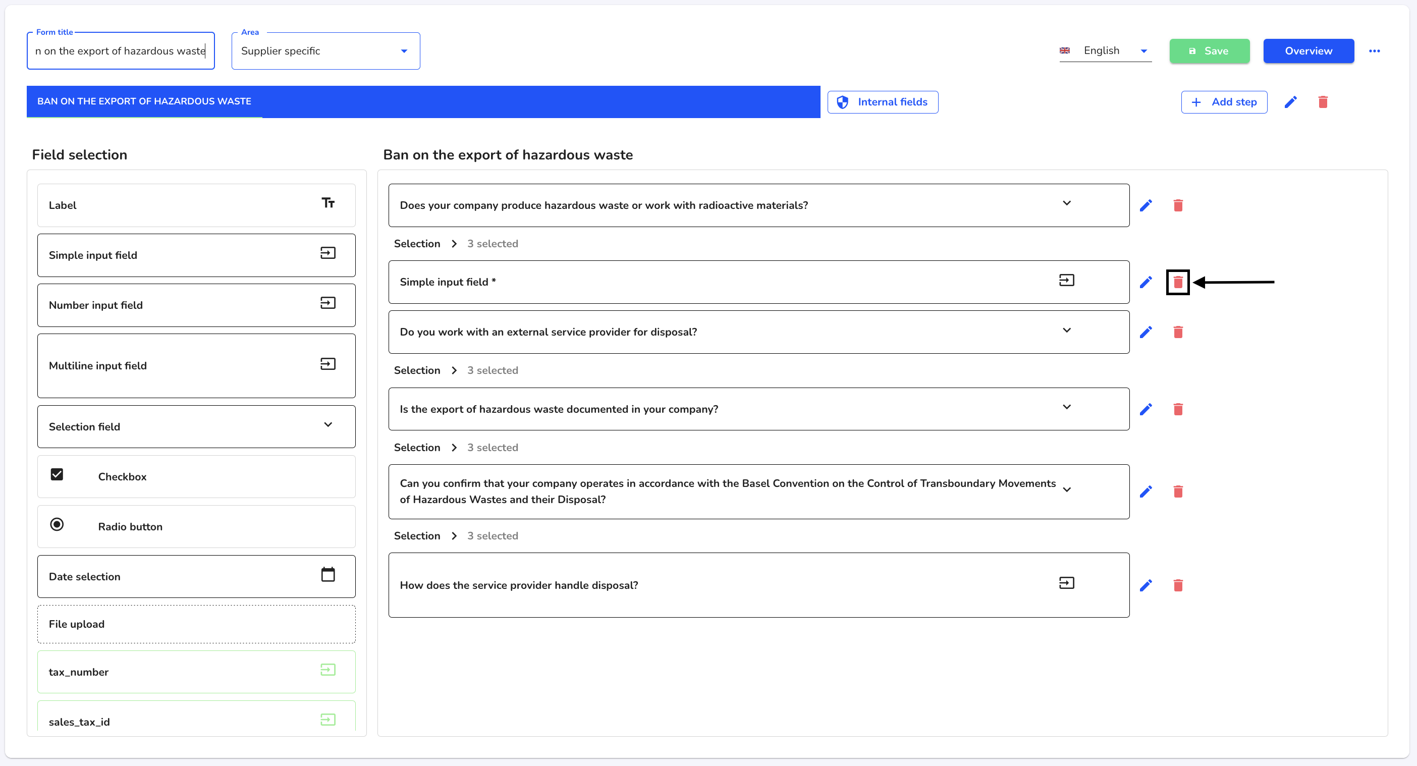 delete simple input field