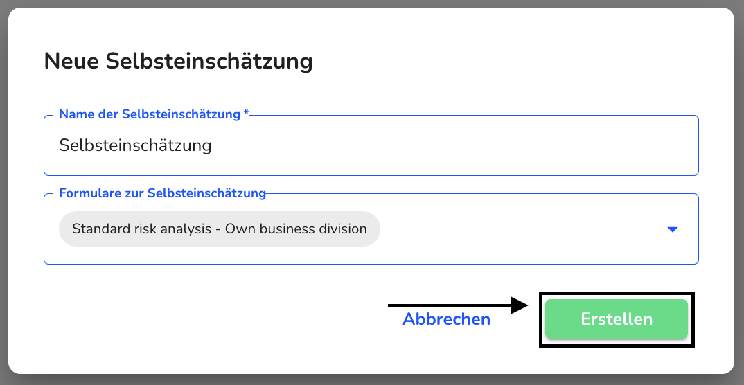 neue selbsteinschätzung erstellen