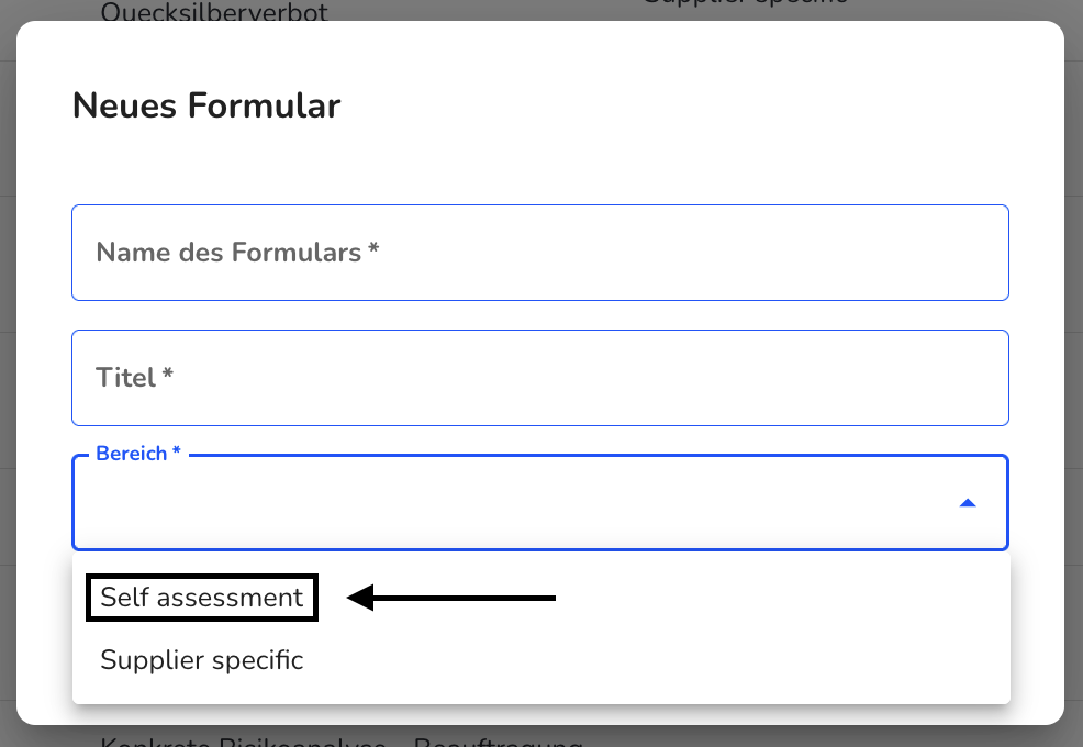 Bereich self assessment