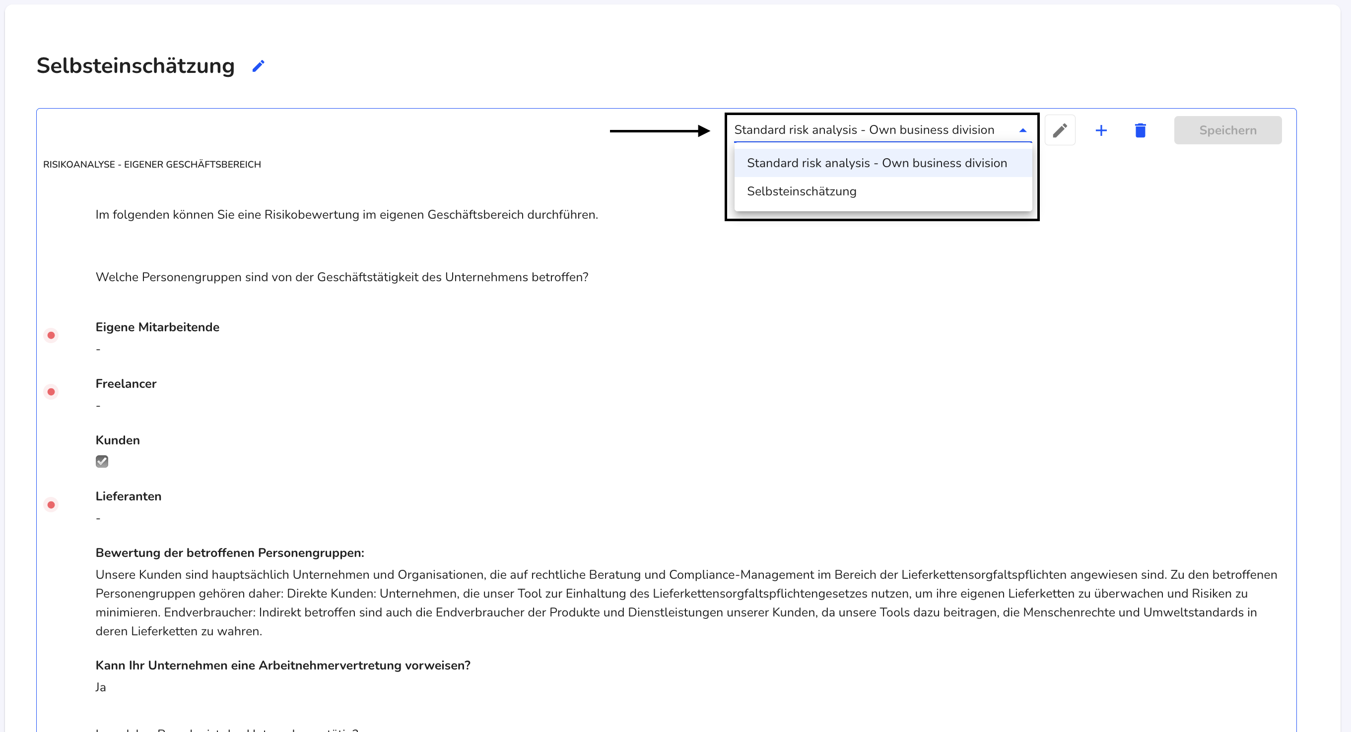 formular ansicht selbsteinschätzung