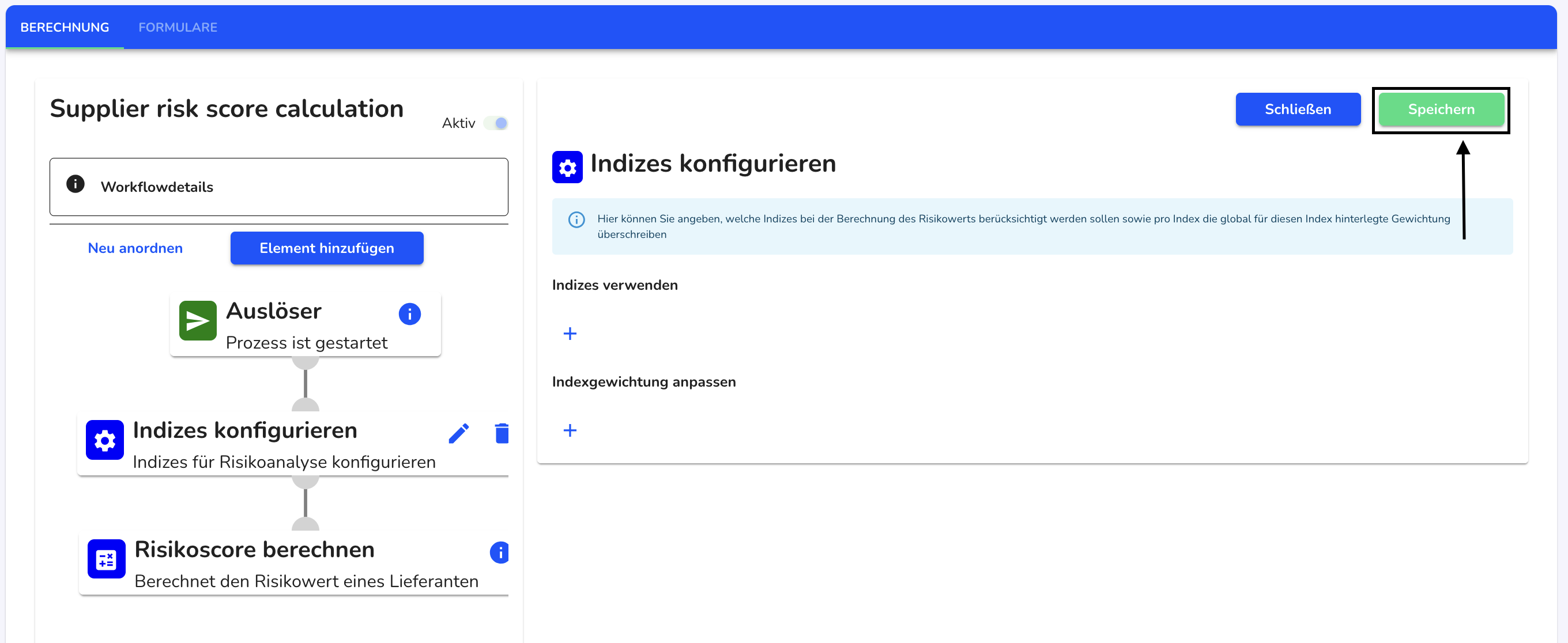 indize konfigurieren speichern