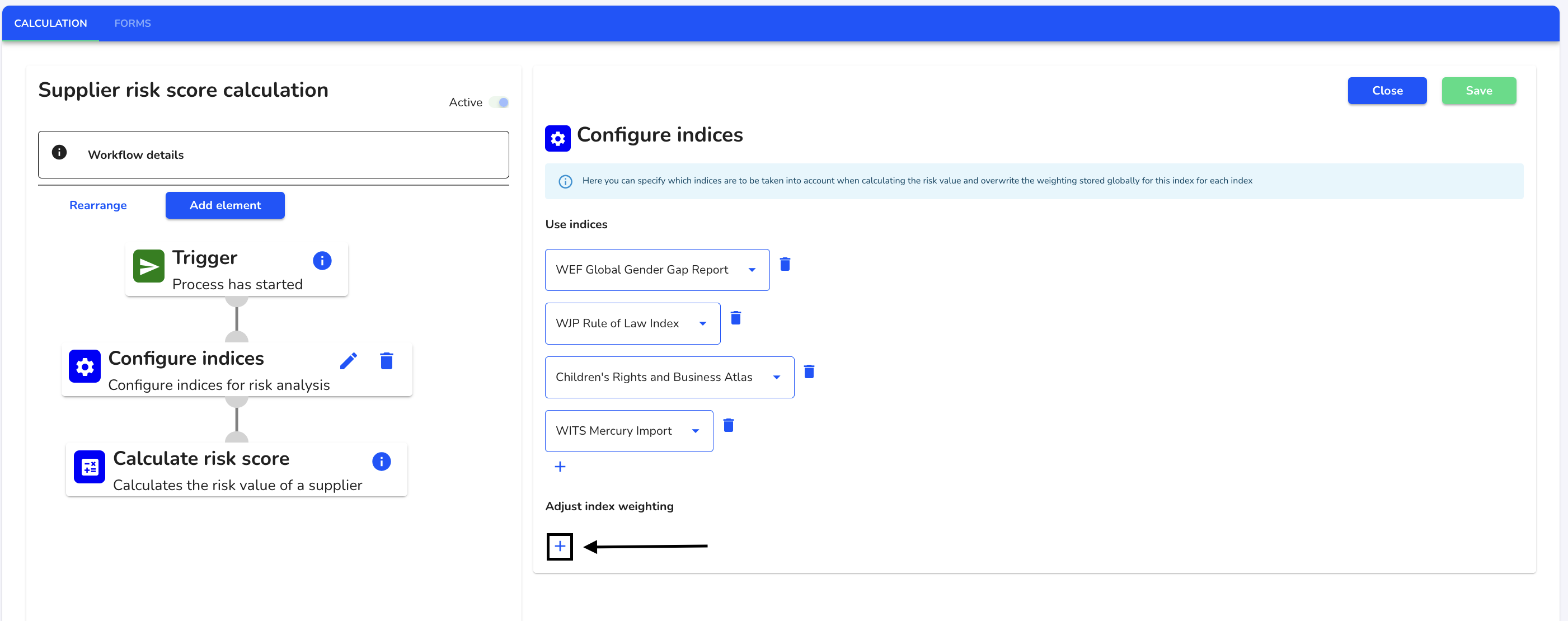 + adjust index weighting