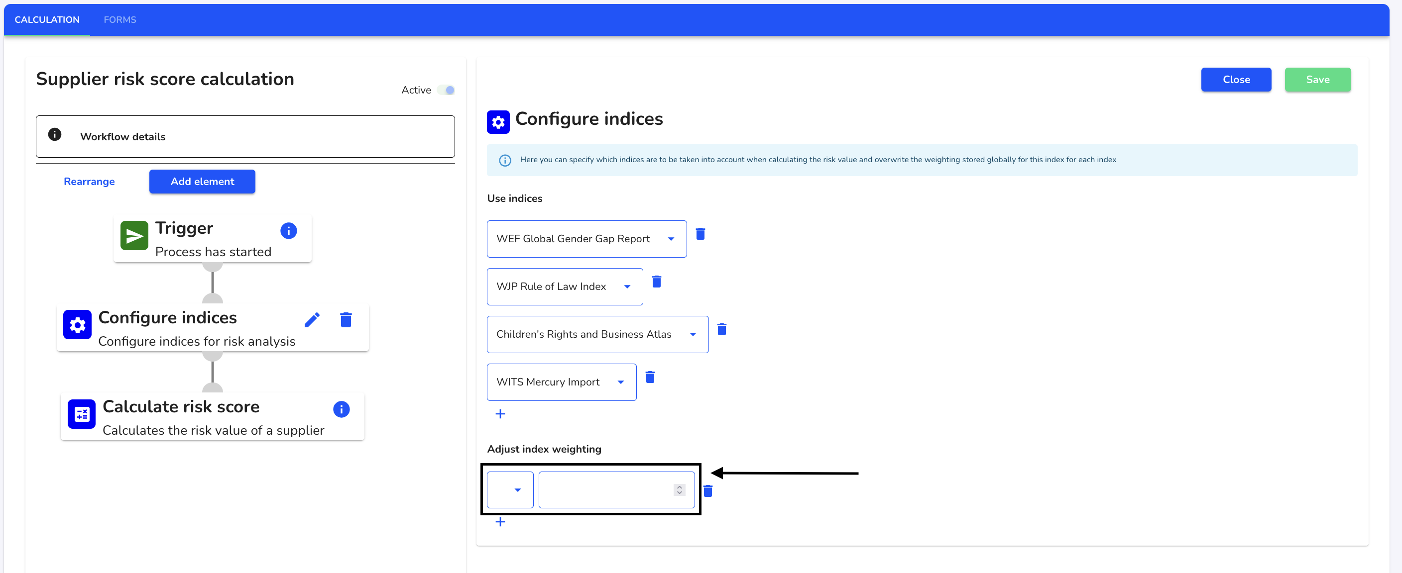 add adjust index weighting