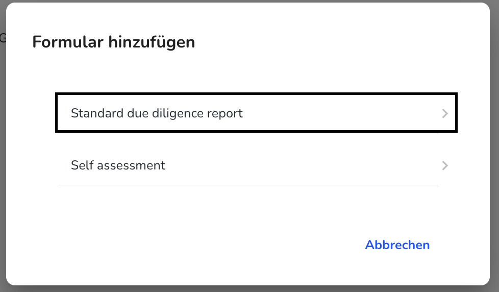 Standard due diligence report