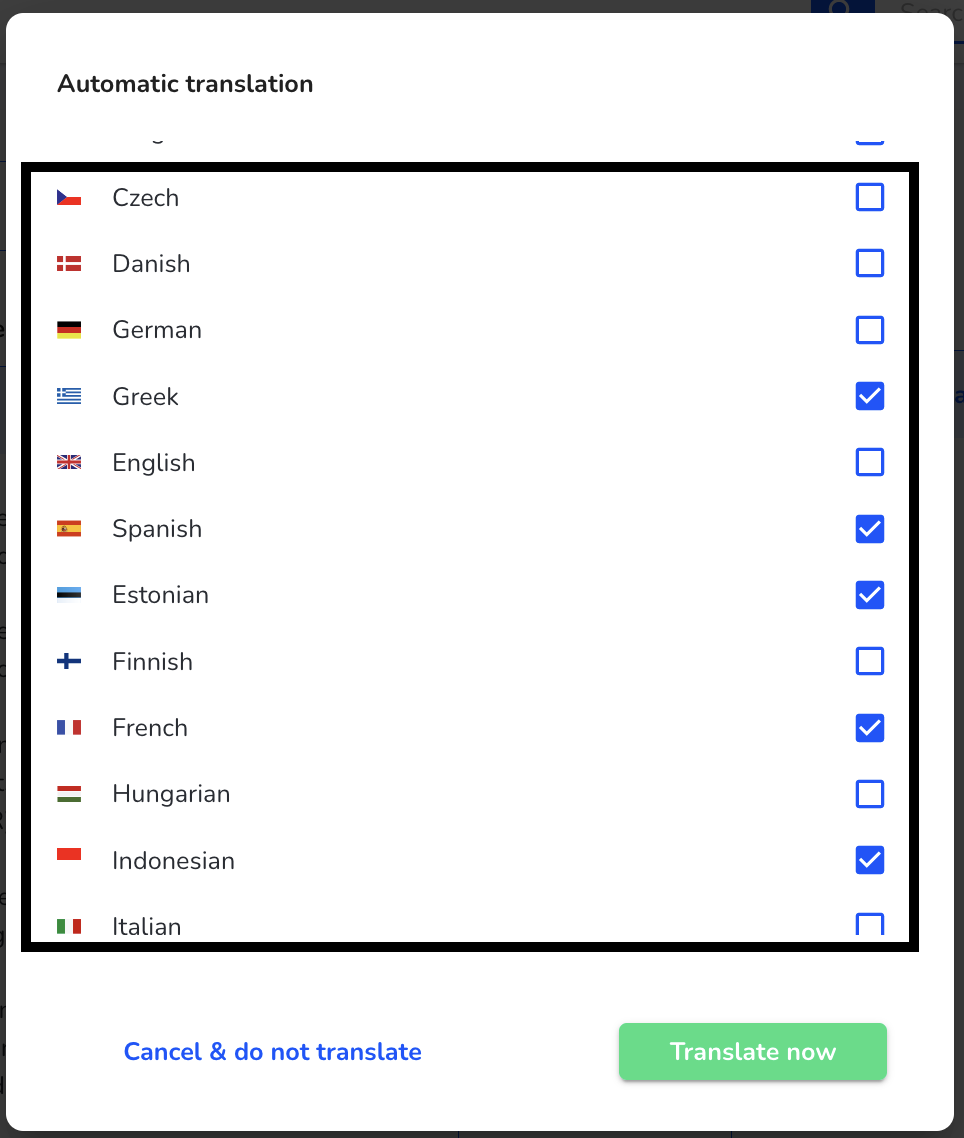 Select languages