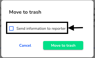 Send information move to trash