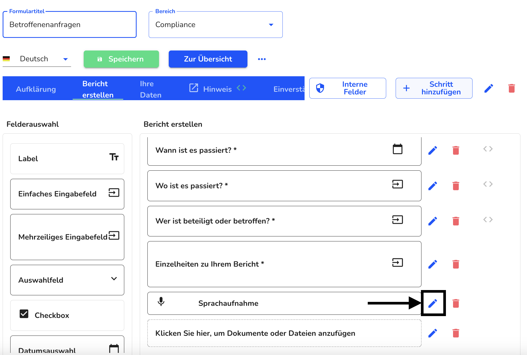 Sprachaufnahme bearbeiten