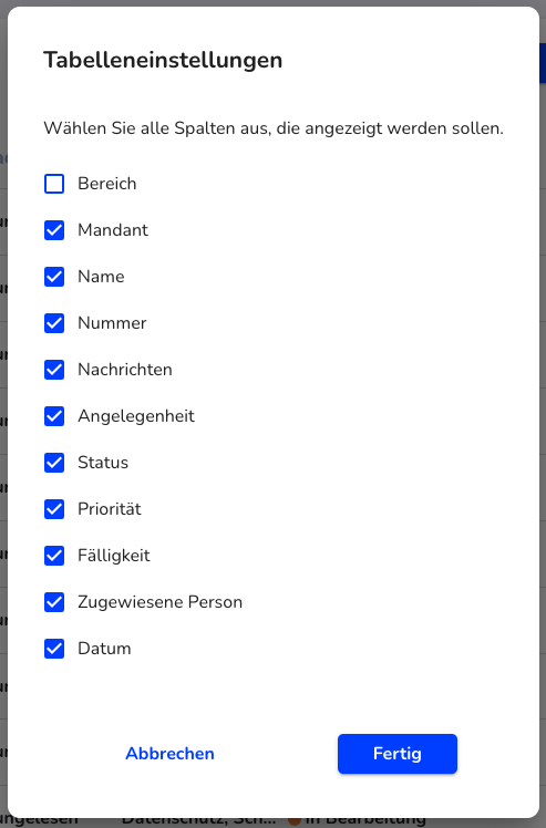 Tabelleneigenschaften ändern