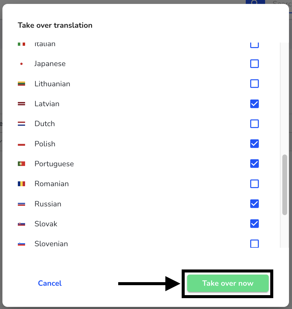 Take over translation button