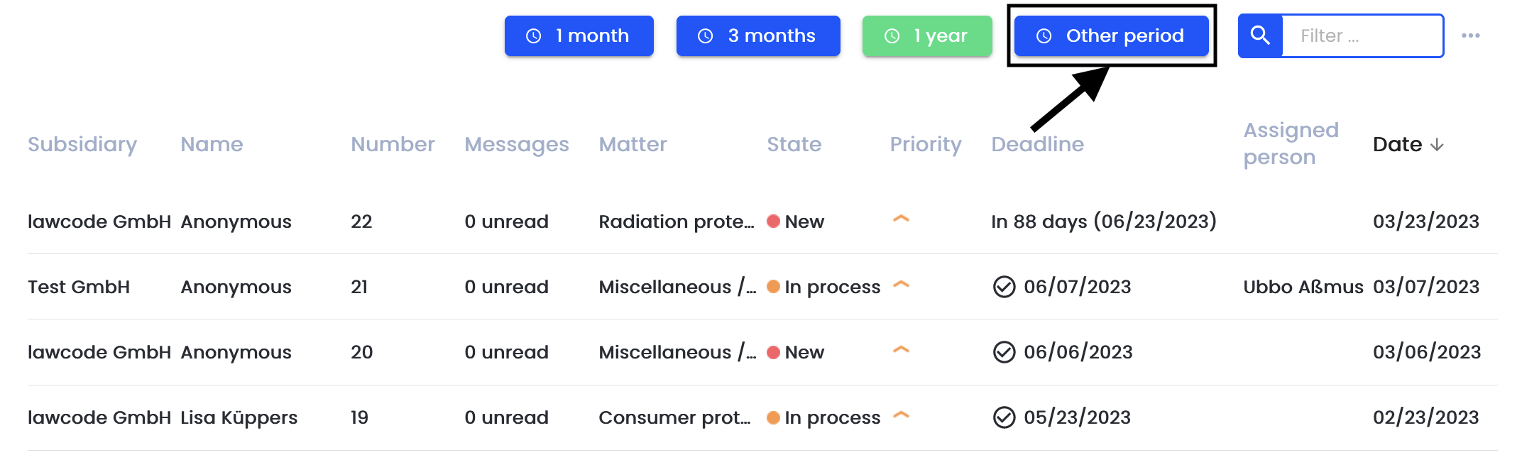 User defined periods