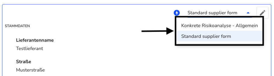 Zwischen den Formularen wechseln