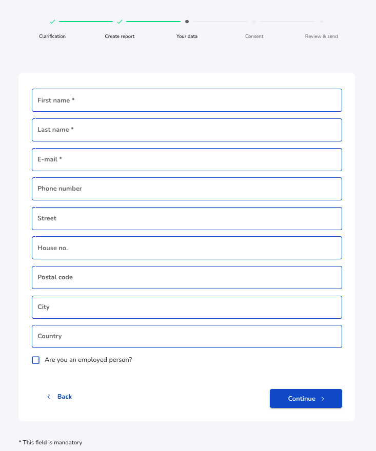 form contactdata mandatory