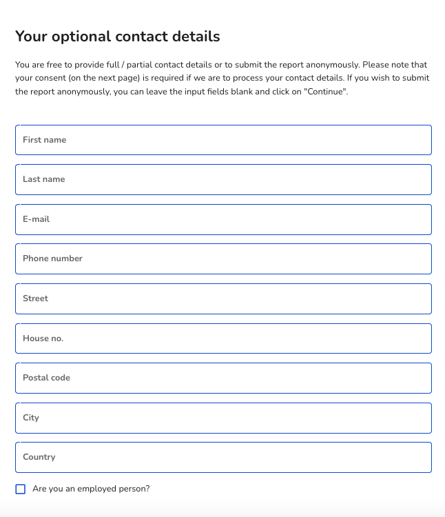 form optional contactdata